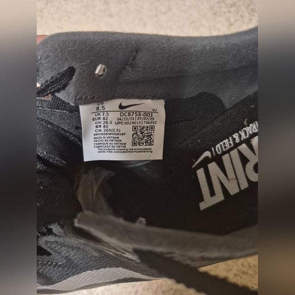 Nike Shoes Mens 8.5 Zoom Rival Sprint Cleats Black Spikes Lace Up DC8753-001 NEW - Picture 5 of 7